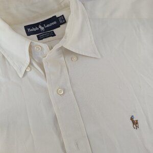 Ralph Lauren Mens Yarmouth Button Down Shirt Flesh Pony Logo Yellow 15 - 34 M